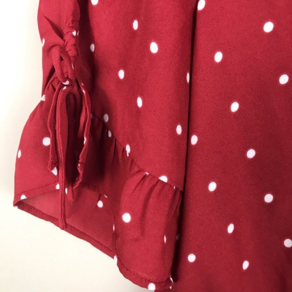 MADEWELL DAYLIGHT TIE SLEEVE TOP IN POLKA DOTS NWT - Picture 9 of 11